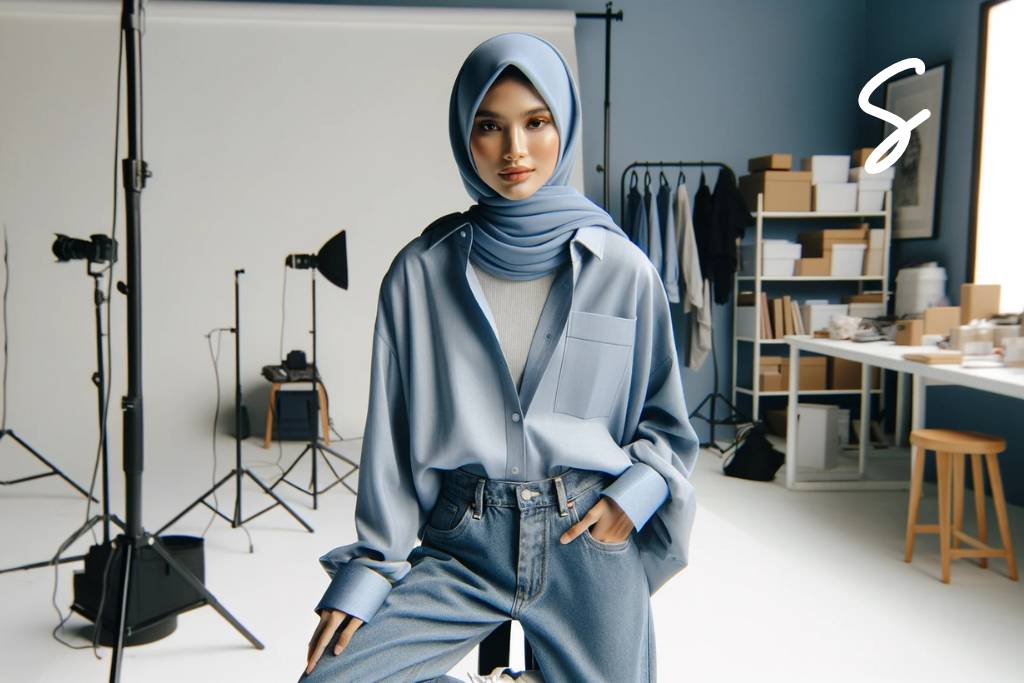 Celana Warna Biru Denim