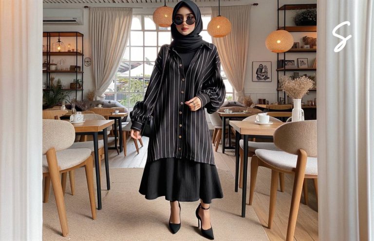 OOTD Kemeja Garis-garis Hijab yang Modis hingga Elegan