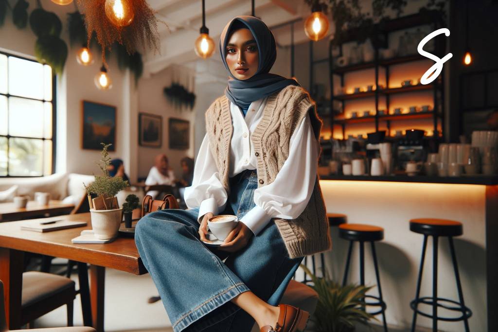 Oversized Kemeja Putih dan Boyfriend Jeans