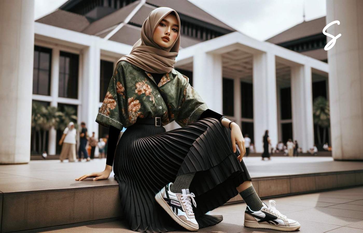 7 Inspirasi Style Hijab Rok dan Kemeja, dari Casual hingga Elegan