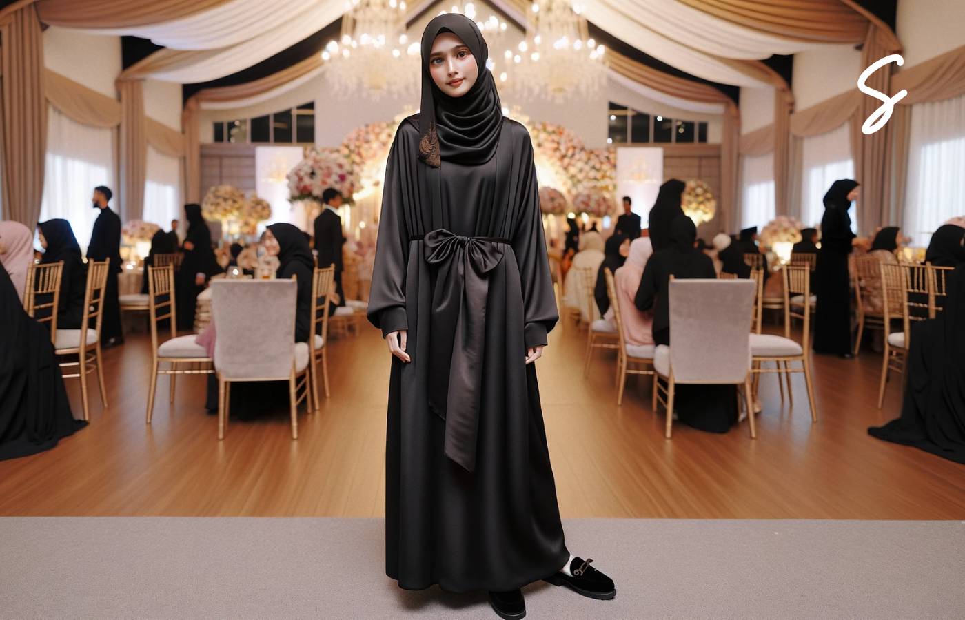 7 Inspirasi OOTD Gamis Hitam untuk Kondangan