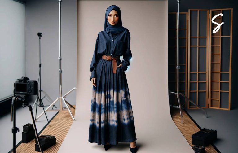 Ide OOTD Kemeja dan Rok Lilit Berhijab