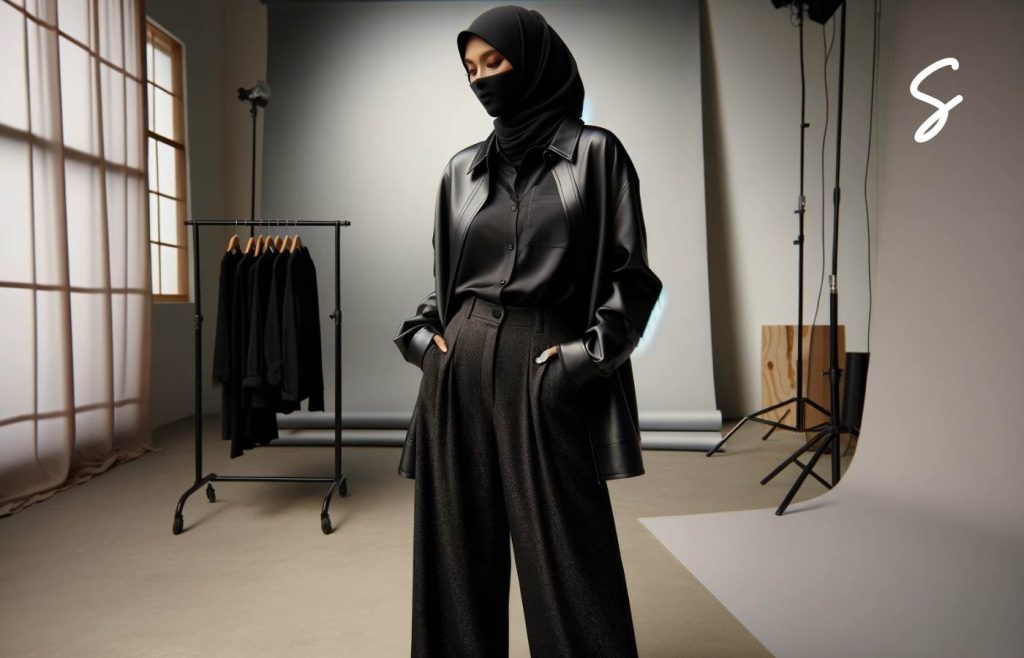 7 Ide OOTD Baju Hitam Celana Hitam Hijab Elegan 2 Inspirasi OOTD Baju Hitam Celana Hitam untuk Hijabers