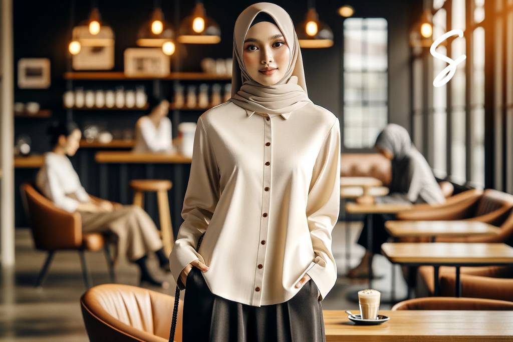 Kemeja Cream dan Celana Hitam