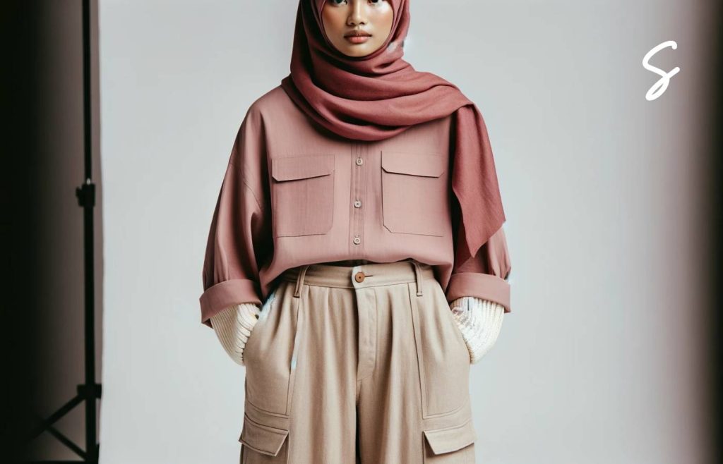 Ide-ide Outfit Kombinasi Celana Cargo dan Kemeja Wanita yang Asyik untuk Hijabers 2 Referensi Outfit Celana Cargo dan Kemeja Wanita