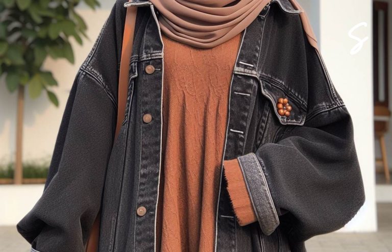 Inspirasi Outfit Gamis dan Jaket Jeans untuk Berhijab