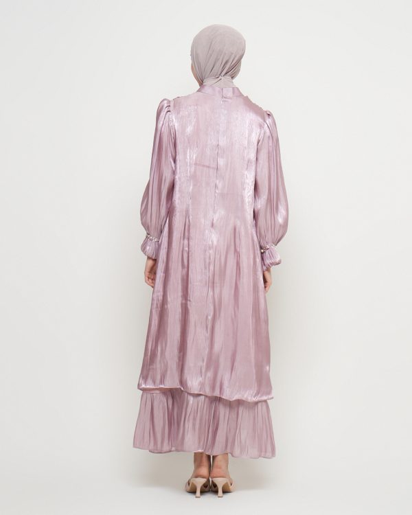 Gamis Shimmer Wanita Mewah Warna Irish dengan Payet Shenada - Belakang