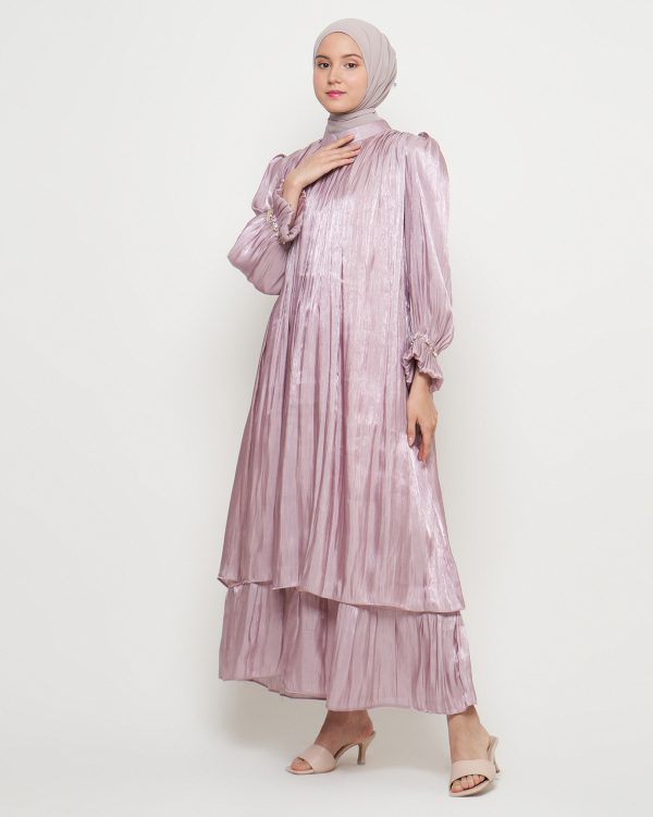 Gamis Shimmer Wanita Mewah Warna Irish dengan Payet Shenada - Depan 3