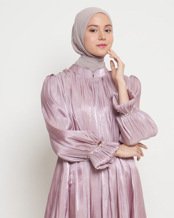 Gamis Shimmer Wanita Mewah Warna Irish dengan Payet Shenada - Depan 4