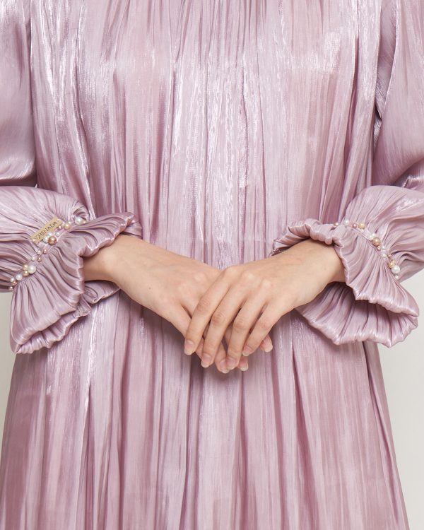 Gamis Shimmer Wanita Mewah Warna Irish dengan Payet Shenada - Zoom Detail