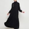 Gamis Wanita Mewah Warna Black dengan Payet Shenada - Depan 2 - Potrait