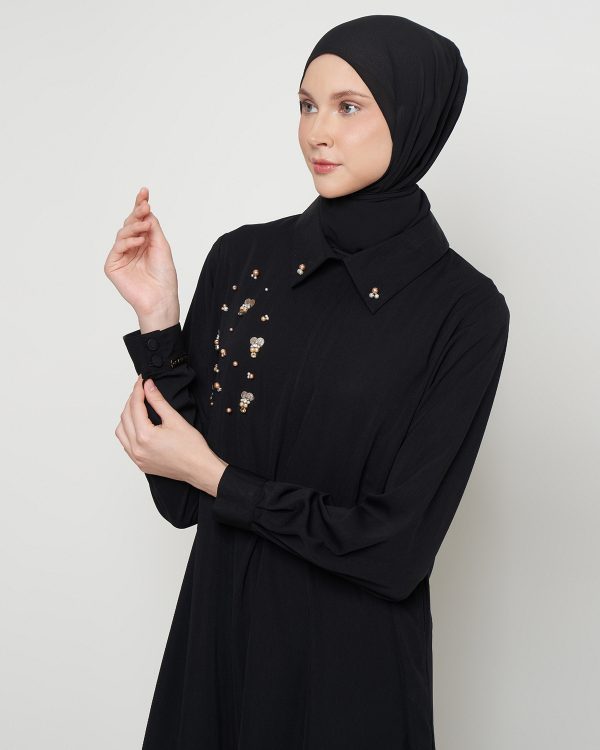 Gamis Wanita Mewah Warna Black dengan Payet Shenada