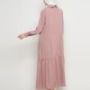 Gamis Wanita Mewah Warna Rosy Brown dengan Payet Shenada