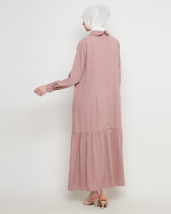 Gamis Wanita Mewah Warna Rosy Brown dengan Payet Shenada
