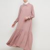 Gamis Wanita Mewah Warna Rosy Brown dengan Payet Shenada