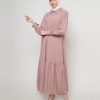 Gamis Wanita Mewah Warna Rosy Brown dengan Payet Shenada - Depan 4 - Potrait