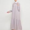 Gamis Wanita Mewah Warna Thistle dengan Payet Shenada