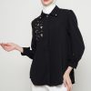 Kemeja Wanita Hitam Mewah - Shenada Eleganza Black - Depan 3