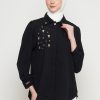 Kemeja Wanita Mewah Warna Black dengan Payet Shenada