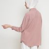 Kemeja Wanita Mewah Warna Rosy Brown dengan Payet Shenada
