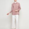 Kemeja wanita mewah dengan payet shenada warna rosy brown - Depan 1 - Potrait
