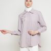 Kemeja Wanita Mewah Warna Thistle dengan Payet Shenada