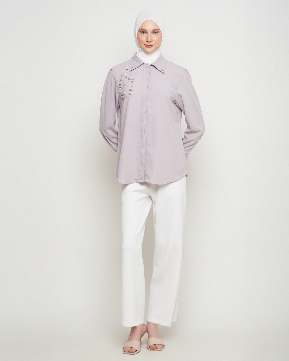 Kemeja Wanita Thistle Mewah - Shenada Eleganza Thisle - Depan 2 - Potrait