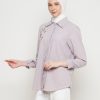Kemeja Wanita Mewah Warna Thistle dengan Payet Shenada