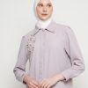 Kemeja Wanita Mewah Warna Thistle dengan Payet Shenada